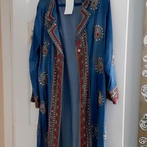 Maxi beaded & studded denim jacket